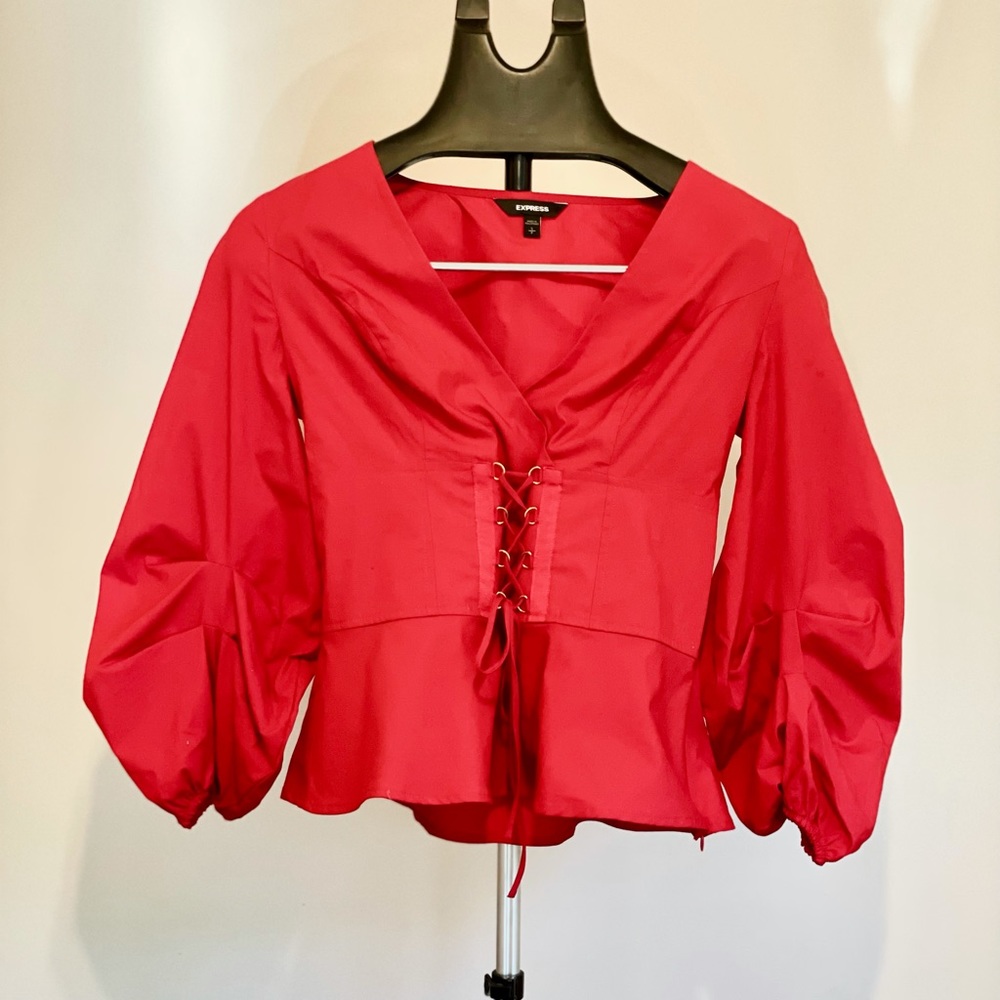 Express Seamed Puff Sleeve Top S